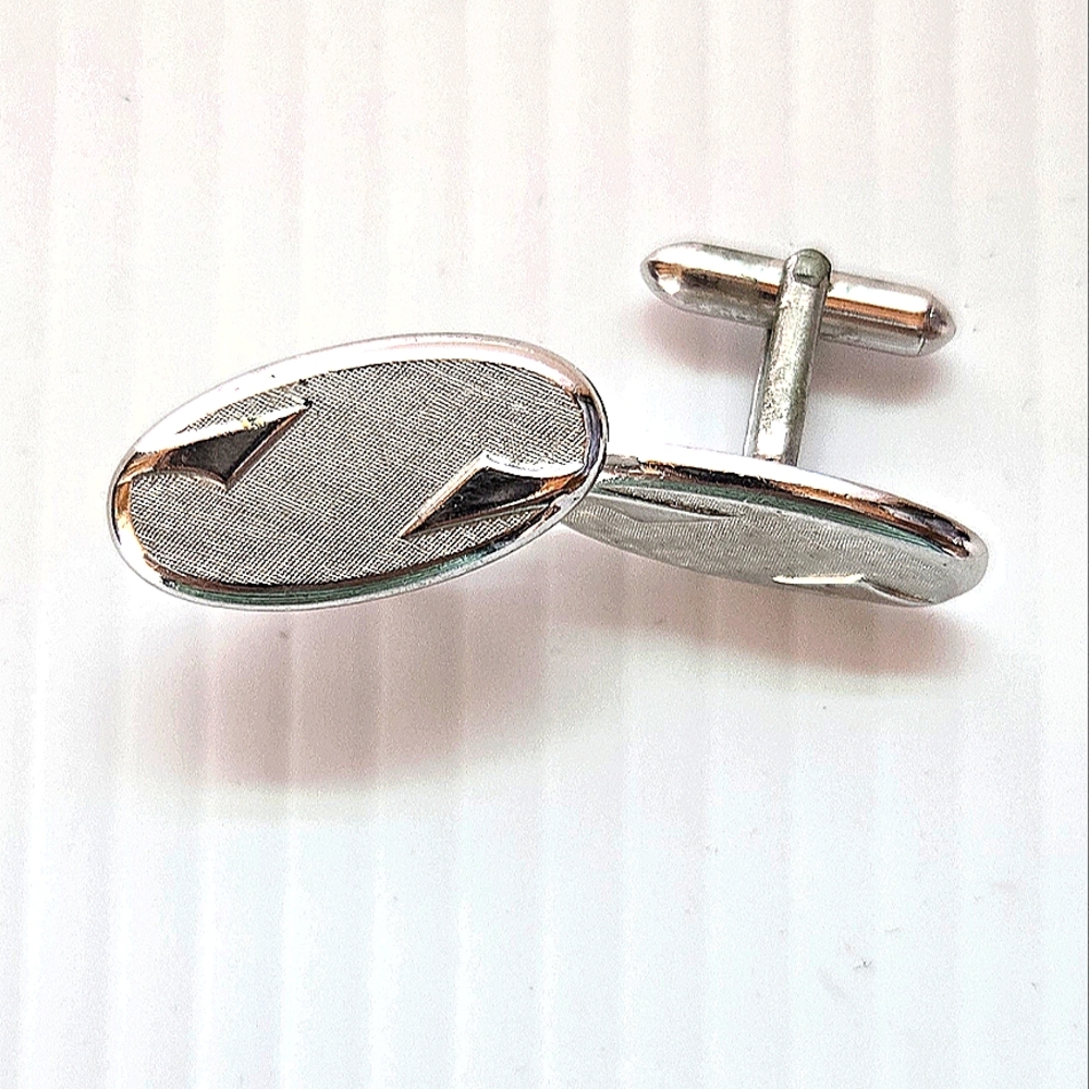 Swank Silver Tone Oval Cufflinks Vintage